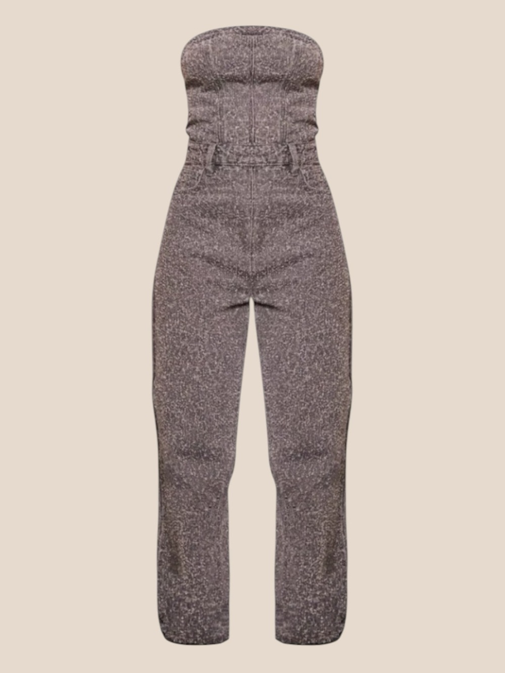 PRETTYLITTLETHING Grey Bubble Straight Leg Corset Jumpsuit Size 14 NWT